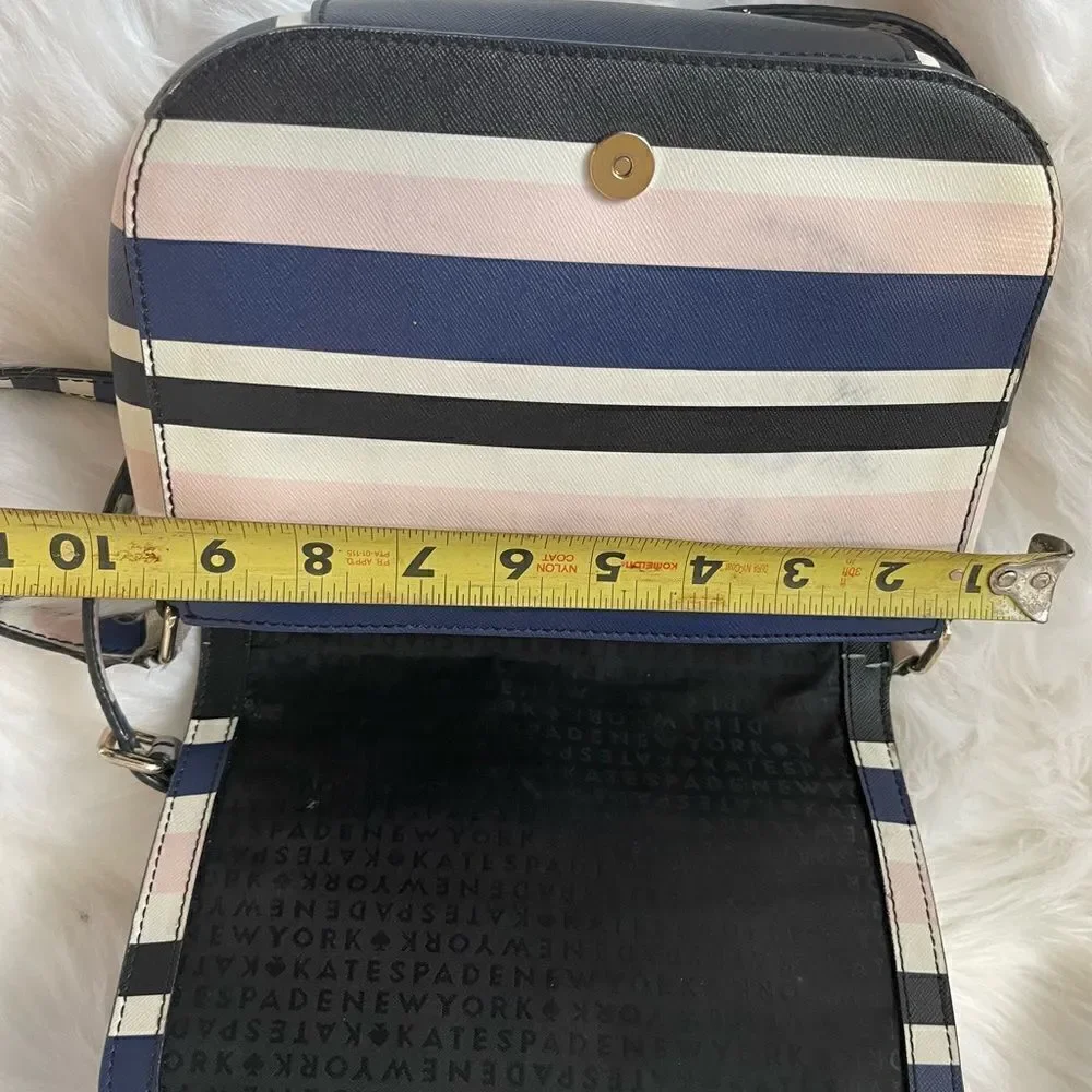 Kate Spade New York tricolor stripes Beige light pink & Navy blue cross body bag